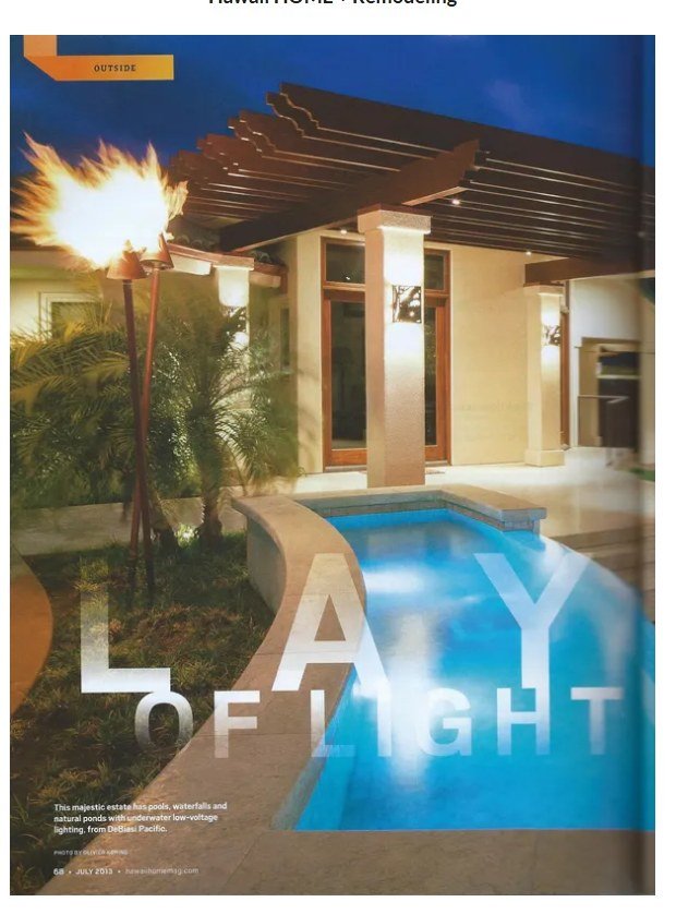 Hawaii Home + Remodeling magazine spread, Lay of Light