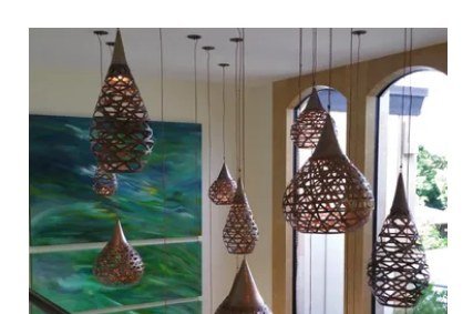 Hanging teardrop pendant fixtures, private residence in Portlock