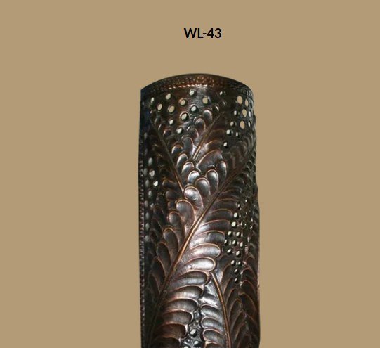 Wall sconce WL-43, hammered copper leaf pattern